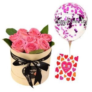 Pink Roses with Confetti Balloon
