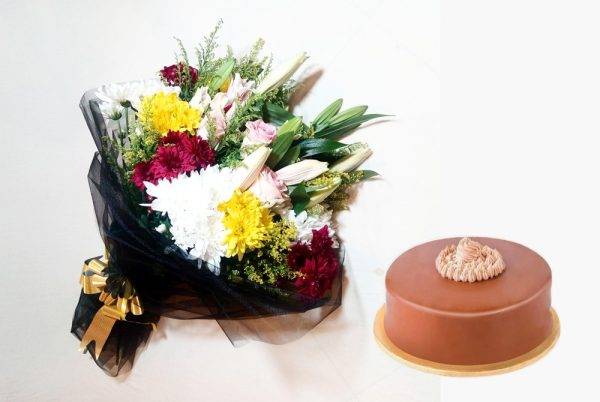 Nutella Cake & Colorful Bouquet