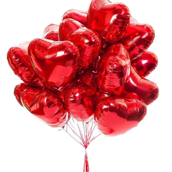 One Dozen Red Heart Inflated Foil Bunch