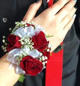 Five Red Roses Corsage